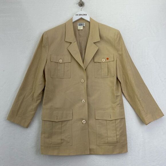 Saks Fifth Avenue Linen/Cotton Safari Tan Blazer - Picture 1 of 5